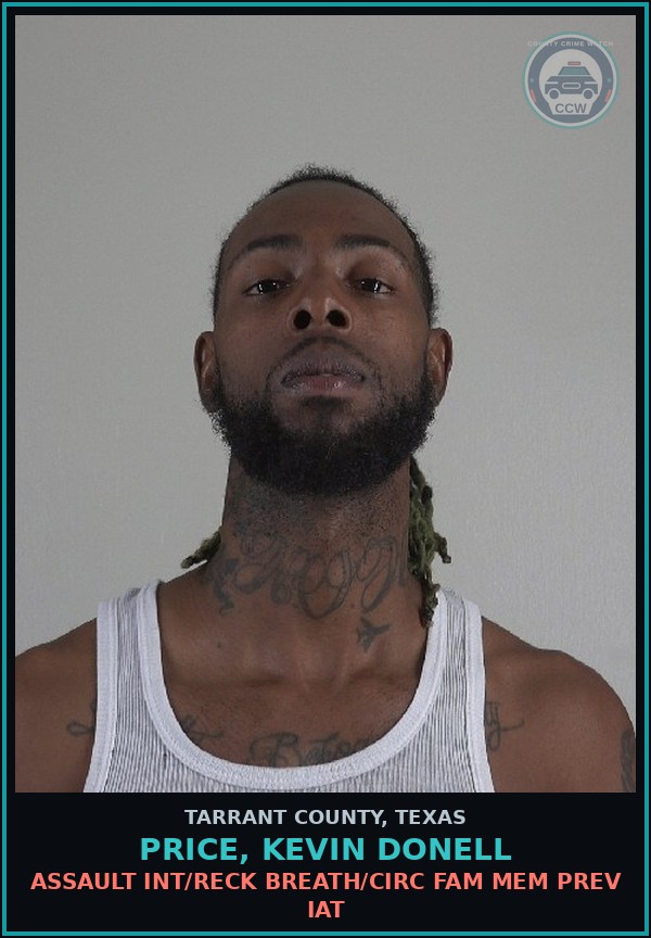 Booking mugshot of Price, Kevin Donell in Tarrant County