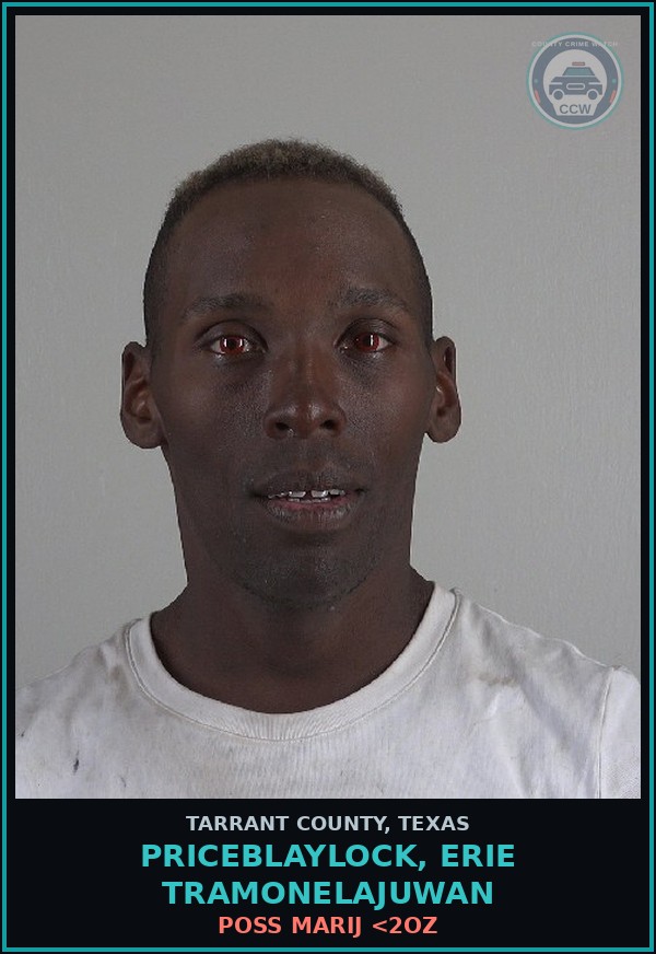 Booking mugshot of Priceblaylock, Erie Tramonelajuwan in Tarrant County