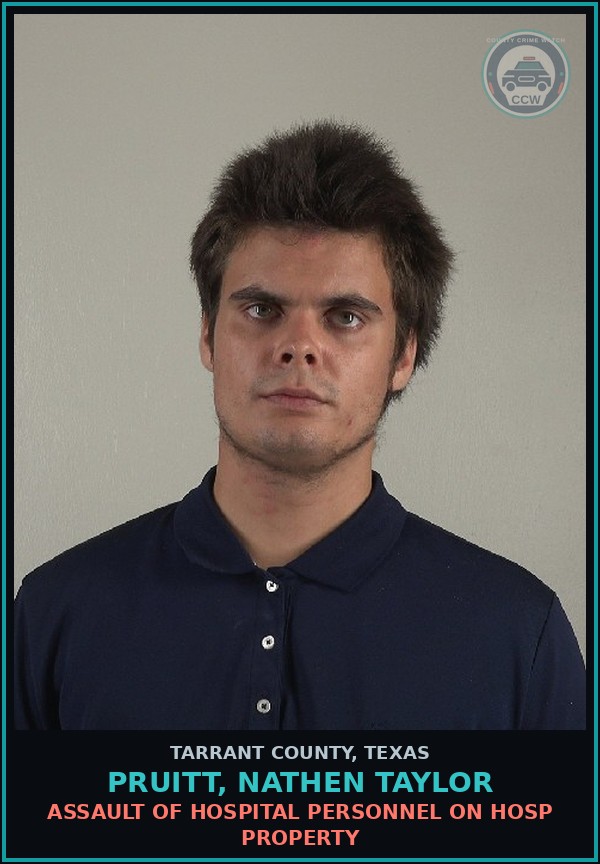 Booking mugshot of Pruitt, Nathen Taylor in Tarrant County