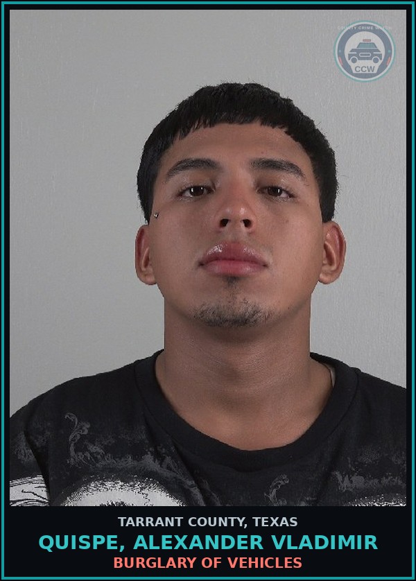 Booking mugshot of Quispe, Alexander Vladimir in Tarrant County