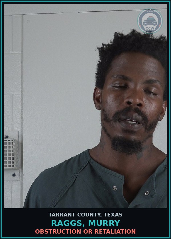 Booking mugshot of Raggs, Murry in Tarrant County