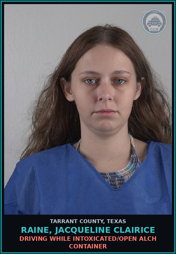 Booking mugshot of Raine, Jacqueline Clairice in Tarrant County
