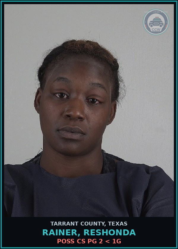 Booking mugshot of Rainer, Reshonda in Tarrant County