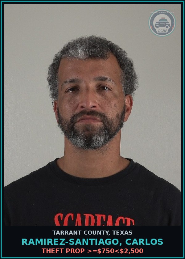 Booking mugshot of Ramirez-Santiago, Carlos in Tarrant County