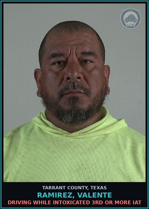 Booking mugshot of Ramirez, Valente in Tarrant County