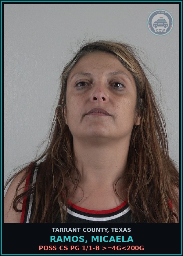 Booking mugshot of Ramos, Micaela in Tarrant County
