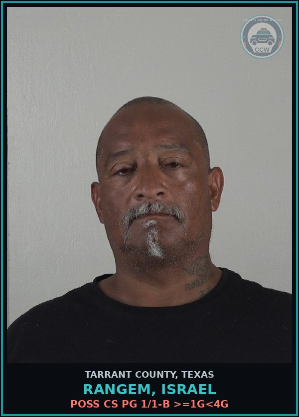 Booking mugshot of Rangem, Israel in Tarrant County
