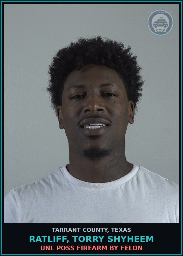 Booking mugshot of Ratliff, Torry Shyheem in Tarrant County