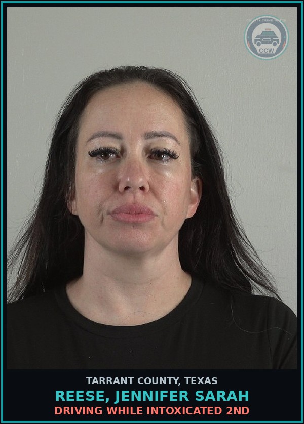Booking mugshot of Reese, Jennifer Sarah in Tarrant County
