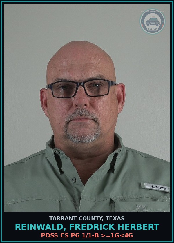 Booking mugshot of Reinwald, Fredrick Herbert in Tarrant County
