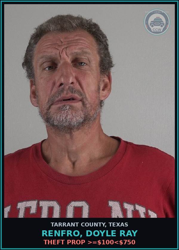 Booking mugshot of Renfro, Doyle Ray in Tarrant County