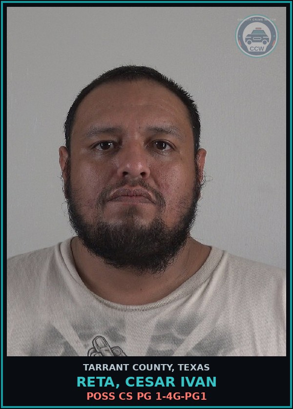 Booking mugshot of Reta, Cesar Ivan in Tarrant County