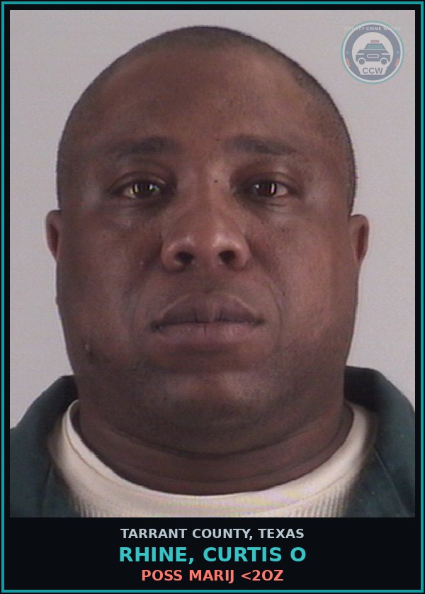 Booking mugshot of Rhine, Curtis O in Tarrant County