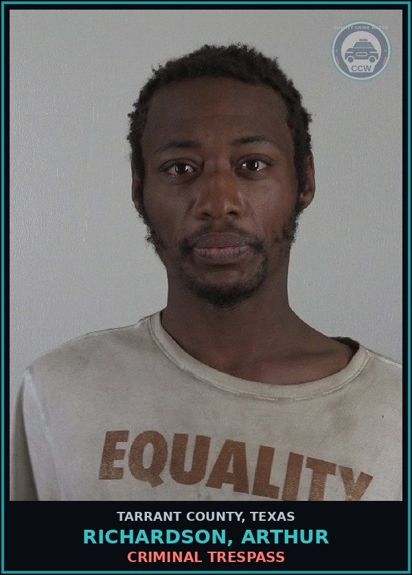 Booking mugshot of Richardson, Arthur in Tarrant County