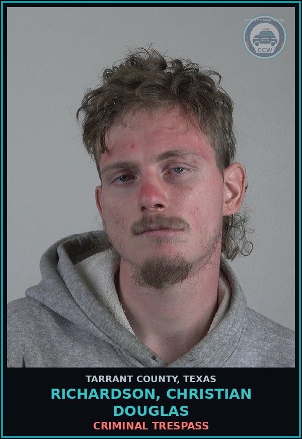 Booking mugshot of Richardson, Christian Douglas in Tarrant County