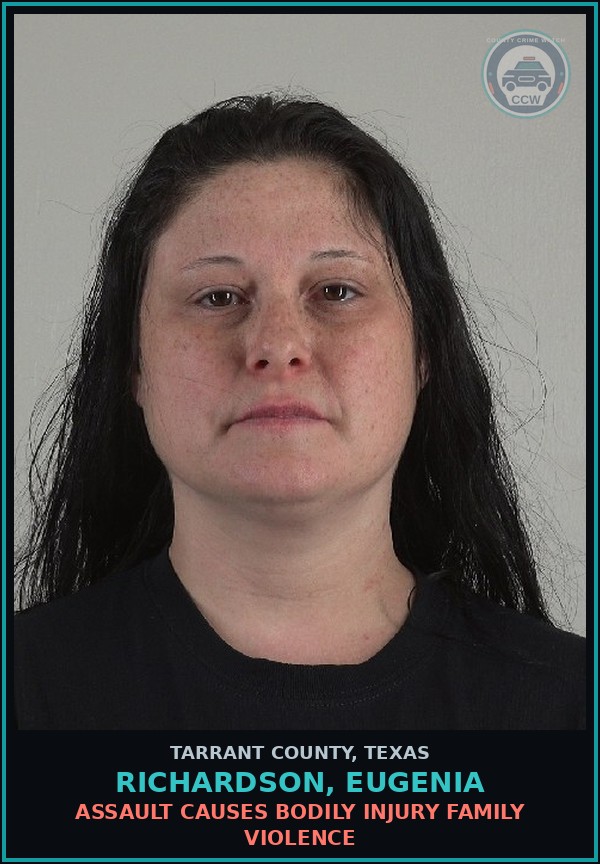 Booking mugshot of Richardson, Eugenia in Tarrant County