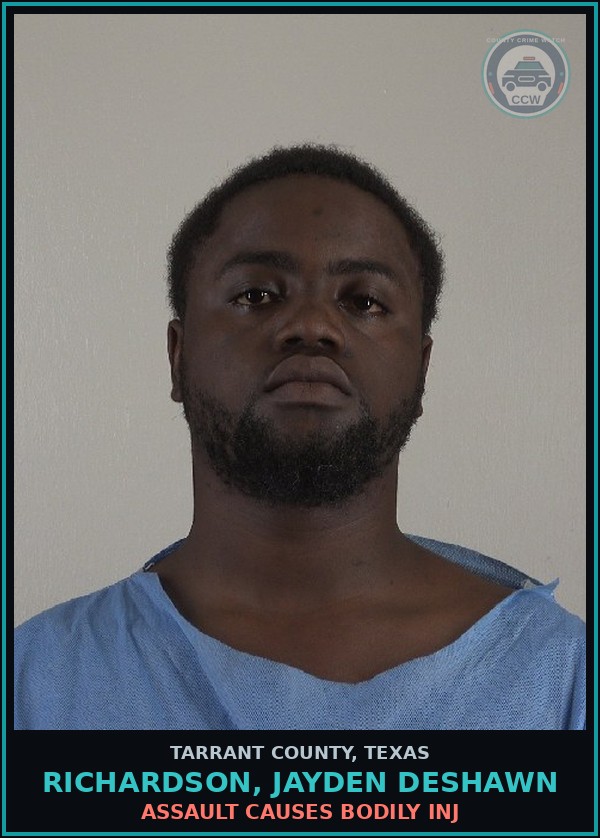 Booking mugshot of Richardson, Jayden Deshawn in Tarrant County