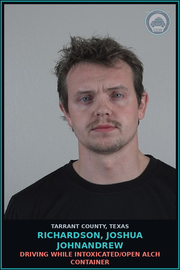 Booking mugshot of Richardson, Joshua Johnandrew in Tarrant County