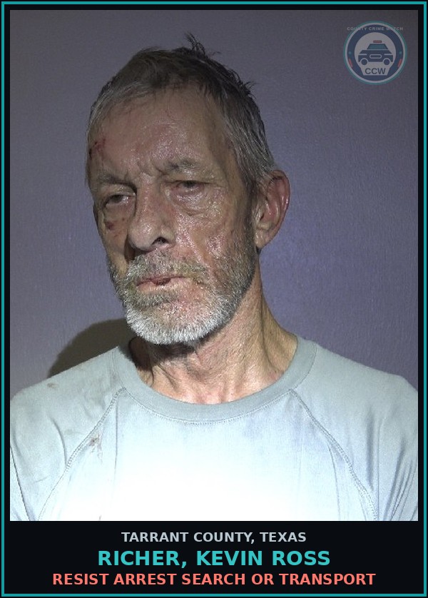 Booking mugshot of Richer, Kevin Ross in Tarrant County