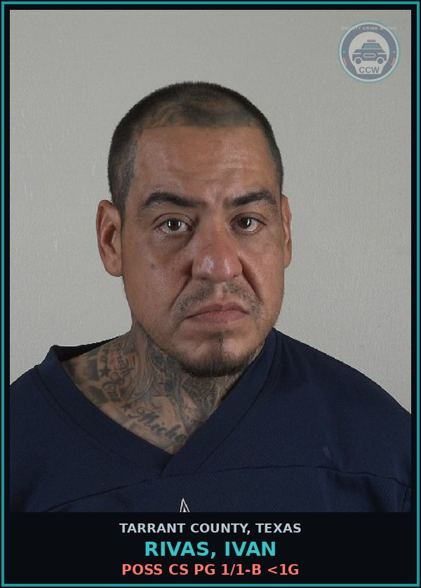 Booking mugshot of Rivas, Ivan in Tarrant County