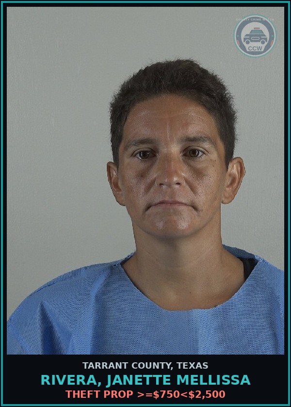 Booking mugshot of Rivera, Janette Mellissa in Tarrant County