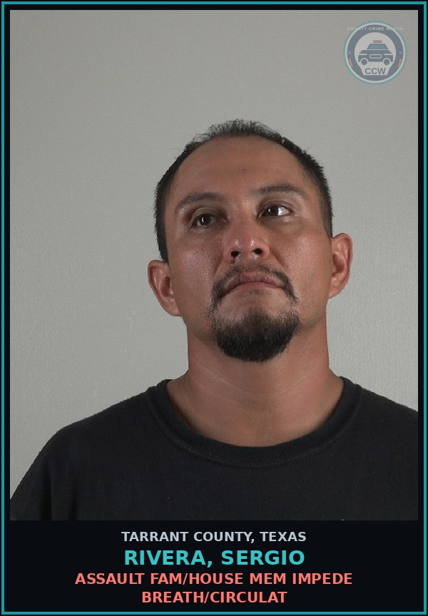Booking mugshot of Rivera, Sergio in Tarrant County