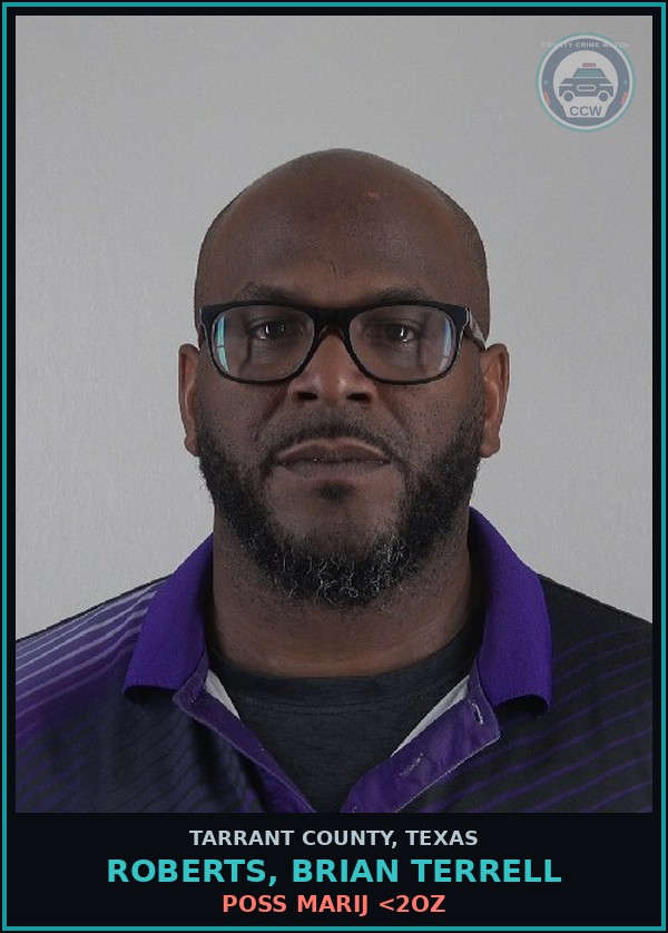 Booking mugshot of Roberts, Brian Terrell in Tarrant County