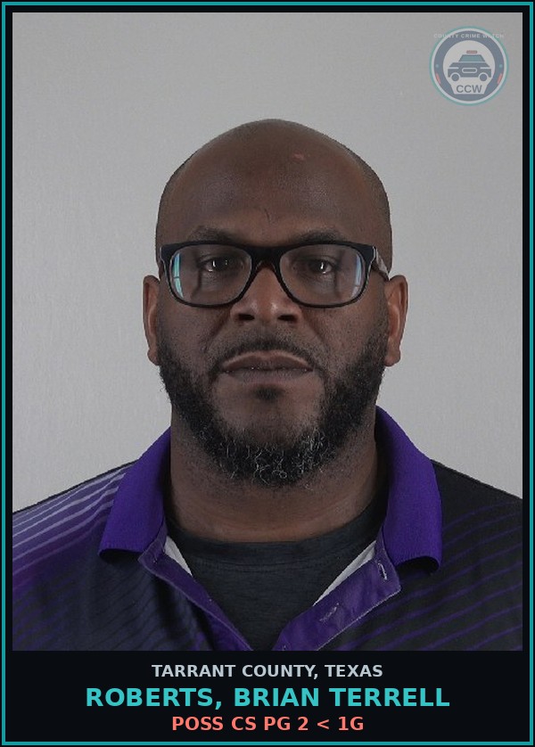 Booking mugshot of Roberts, Brian Terrell in Tarrant County