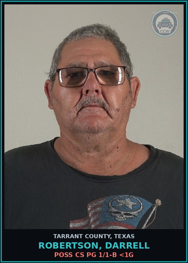 Booking mugshot of Robertson, Darrell in Tarrant County