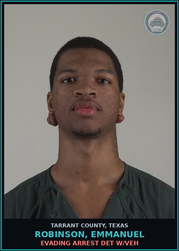 Booking mugshot of Robinson, Emmanuel in Tarrant County