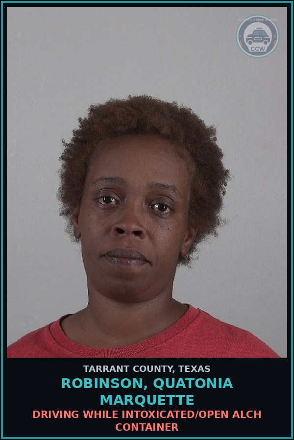 Booking mugshot of Robinson, Quatonia Marquette in Tarrant County