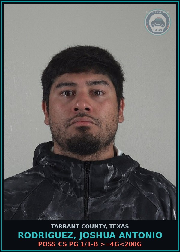 Booking mugshot of Rodriguez, Joshua Antonio in Tarrant County