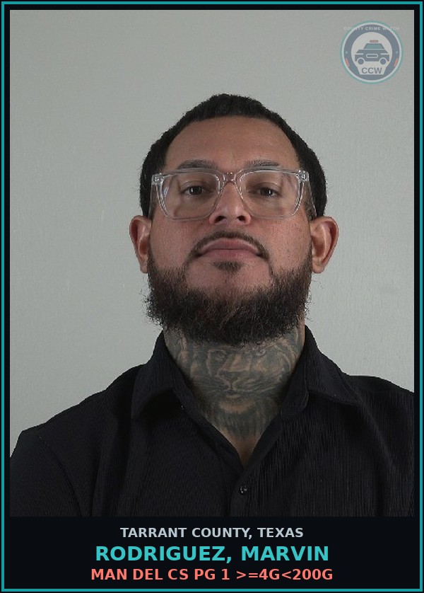 Booking mugshot of Rodriguez, Marvin in Tarrant County