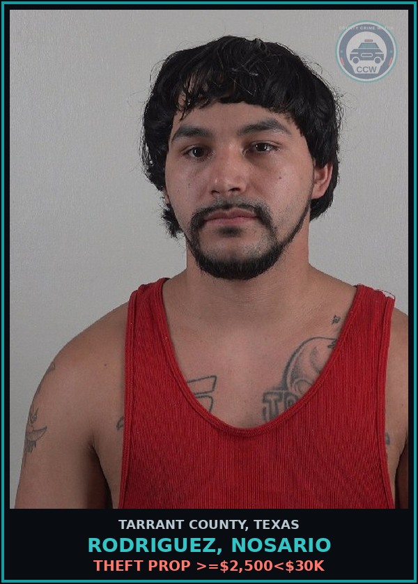 Booking mugshot of Rodriguez, Nosario in Tarrant County