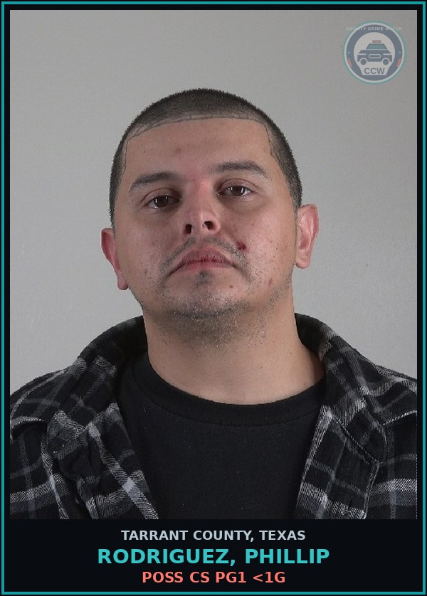 Booking mugshot of Rodriguez, Phillip in Tarrant County