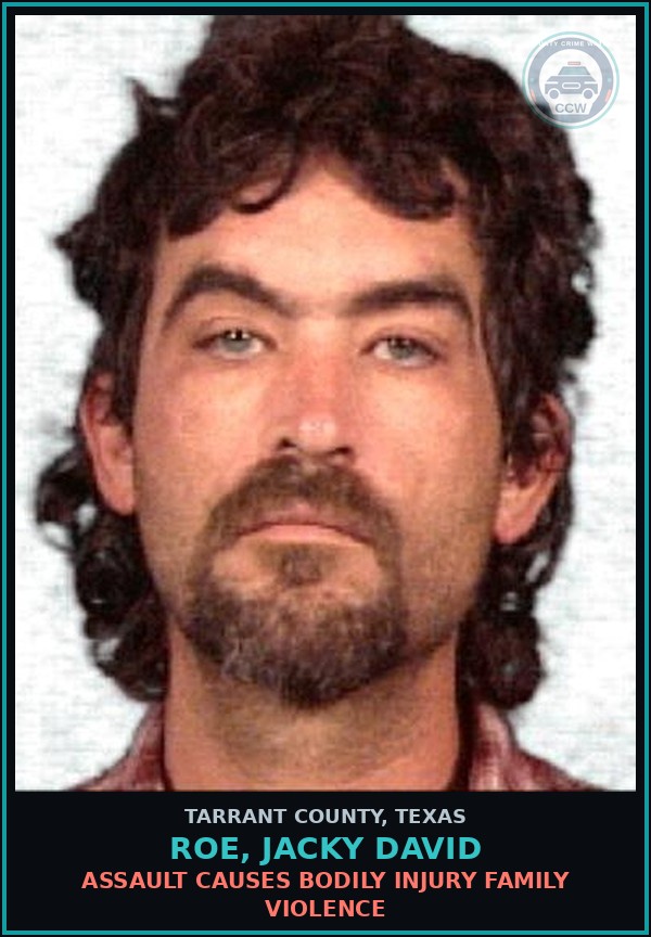 Booking mugshot of Roe, Jacky David in Tarrant County