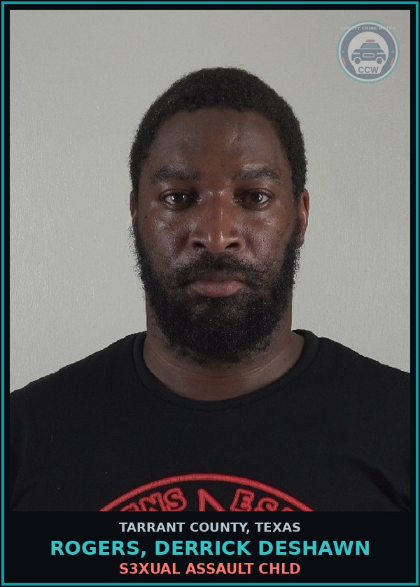 Booking mugshot of Rogers, Derrick Deshawn in Tarrant County