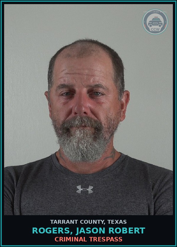 Booking mugshot of Rogers, Jason Robert in Tarrant County