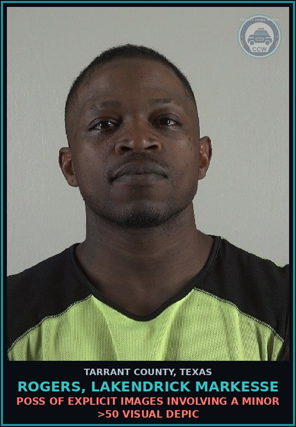 Booking mugshot of Rogers, Lakendrick Markesse in Tarrant County