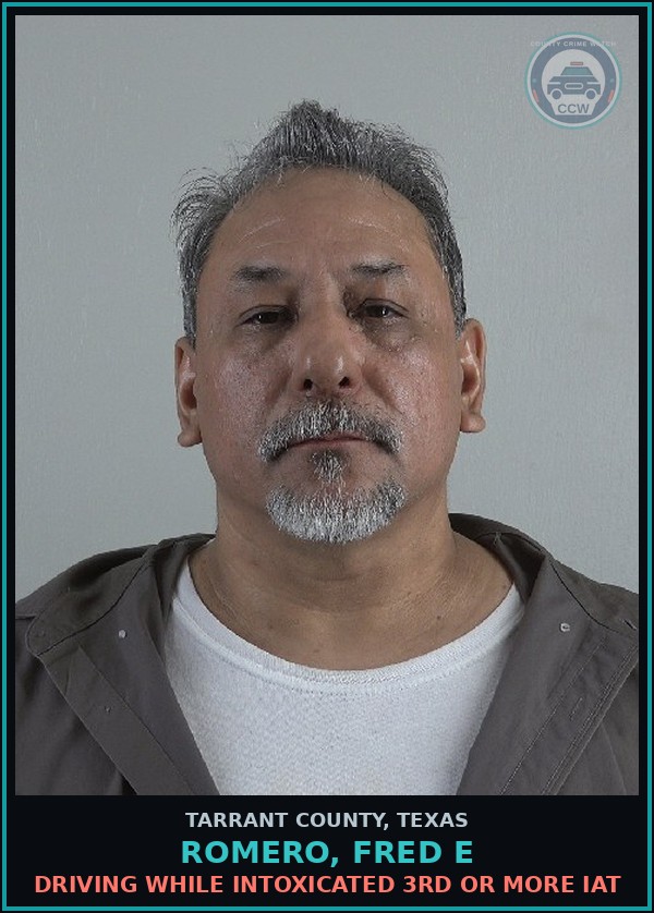 Booking mugshot of Romero, Fred E in Tarrant County