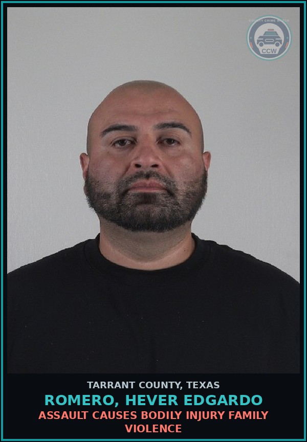Booking mugshot of Romero, Hever Edgardo in Tarrant County