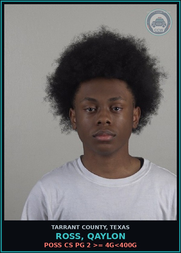Booking mugshot of Ross, Qaylon in Tarrant County