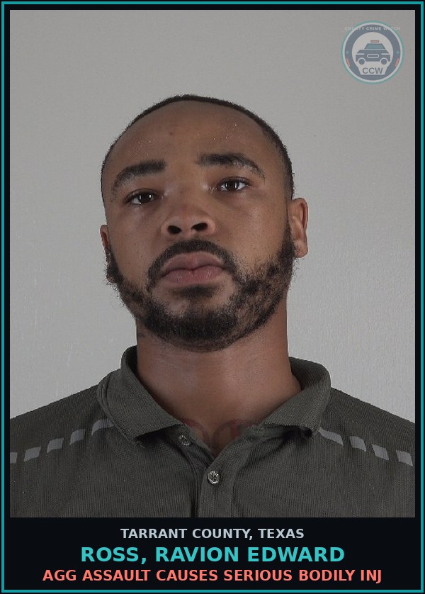 Booking mugshot of Ross, Ravion Edward in Tarrant County