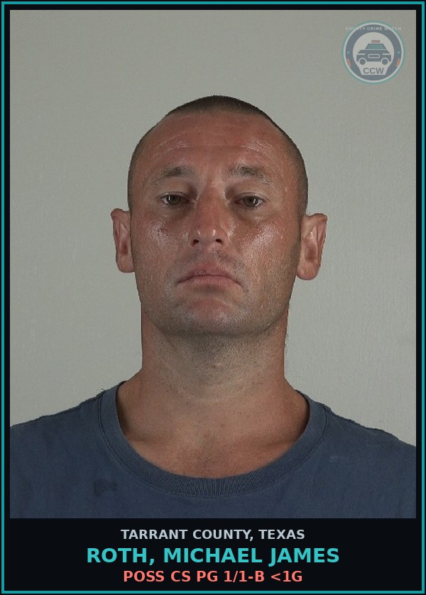 Booking mugshot of Roth, Michael James in Tarrant County