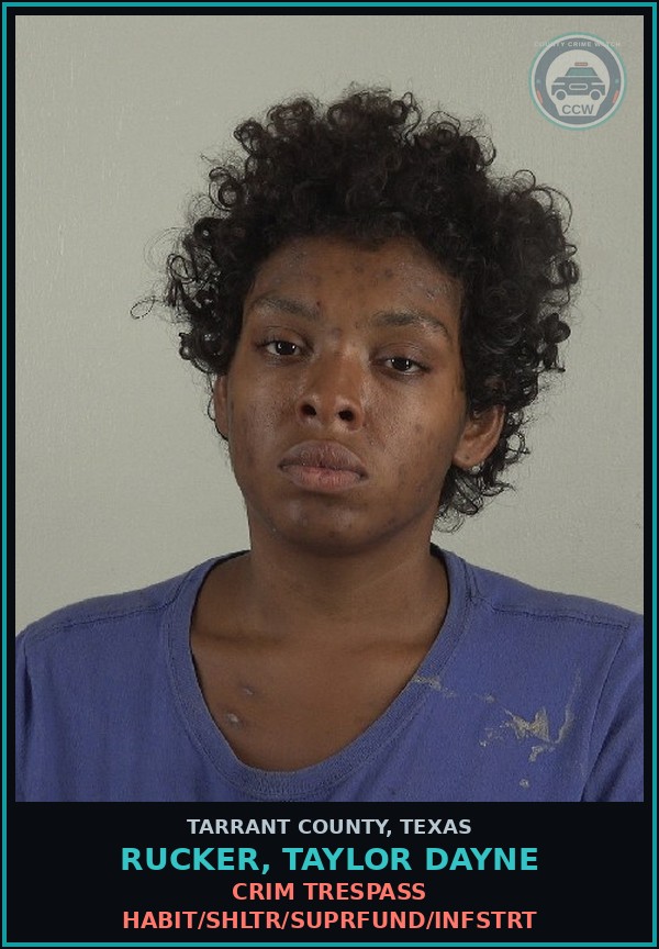 Booking mugshot of Rucker, Taylor Dayne in Tarrant County