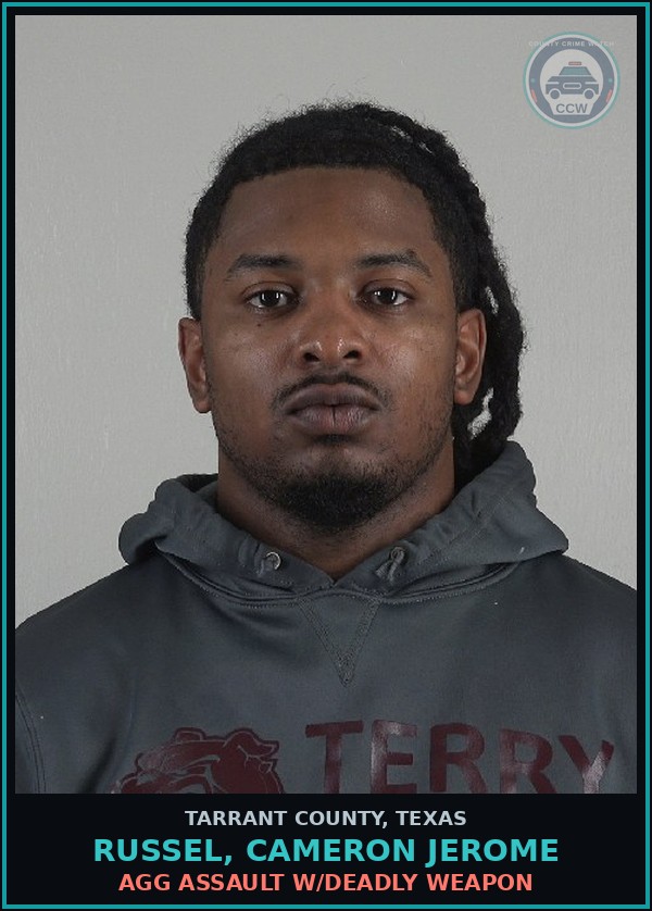 Booking mugshot of Russel, Cameron Jerome in Tarrant County