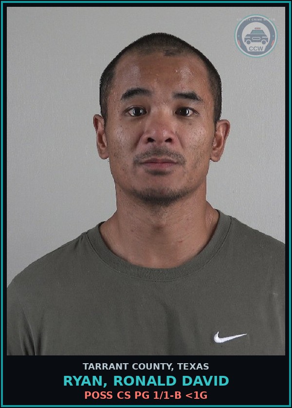 Booking mugshot of Ryan, Ronald David in Tarrant County