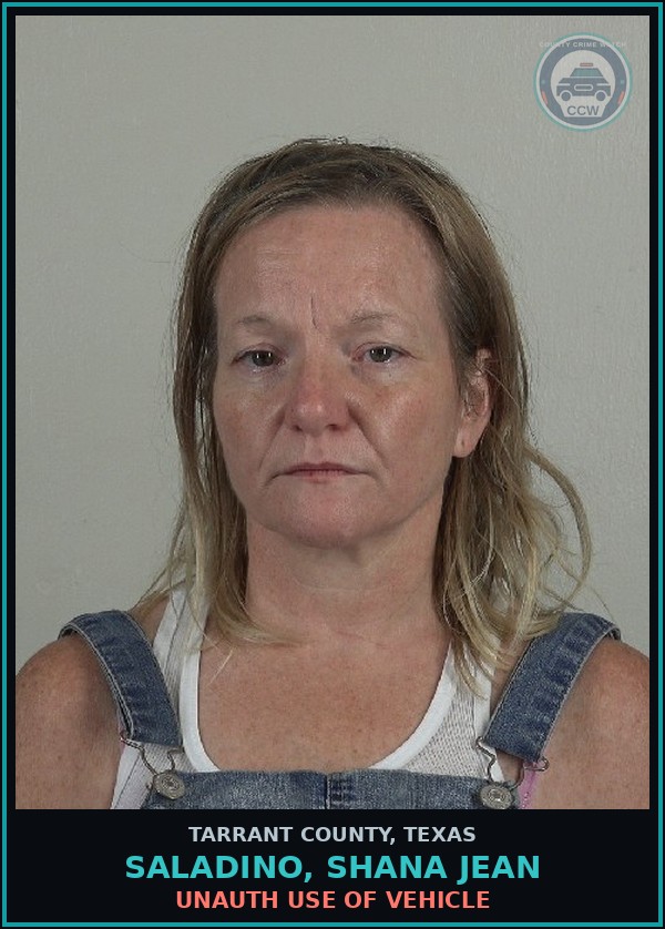 Booking mugshot of Saladino, Shana Jean in Tarrant County