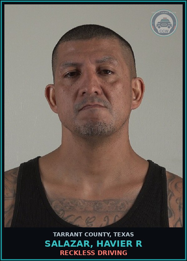 Booking mugshot of Salazar, Havier R in Tarrant County