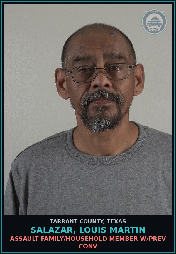 Booking mugshot of Salazar, Louis Martin in Tarrant County